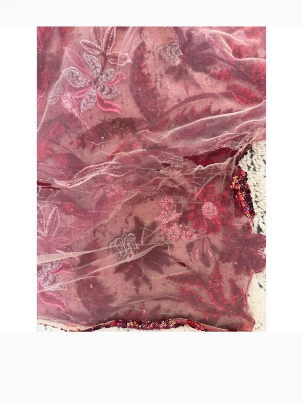 Bronx and Banco Burgundy One-Shoulder Sequin Floral Gown - Picture 4 of 5